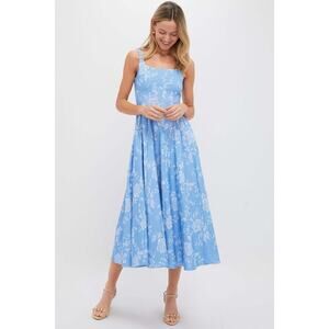 STAUD Blue Floral Midi Dress